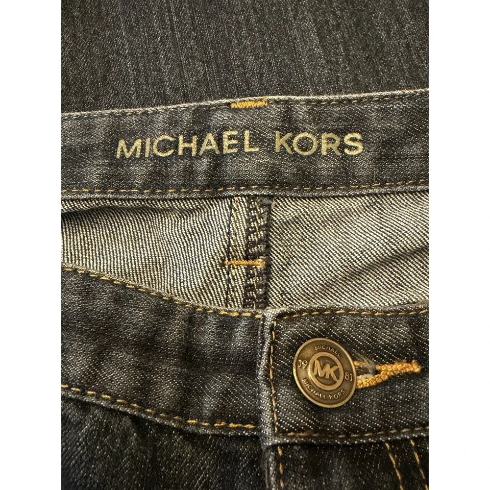 Michael Kors Women Straight Jeans Dark Wash Blue Denim Stretch 5-Pocket Button 8
